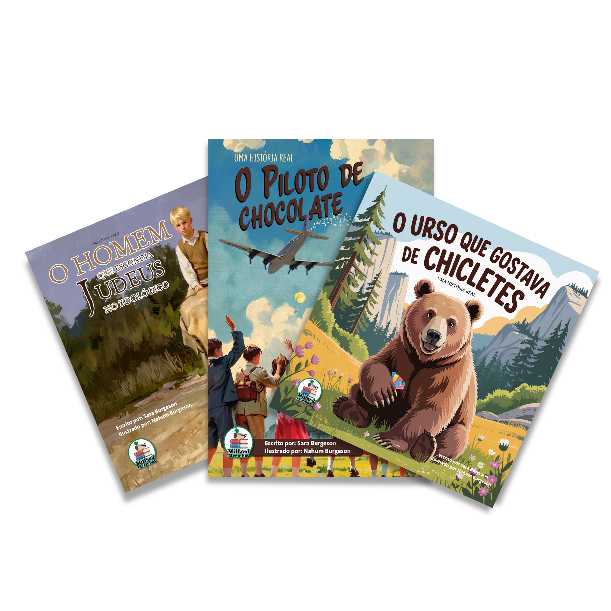 Kit com 3 Livros Infantis Ilustrados – Histórias Reais de Coragem, Compaixão e Aventura